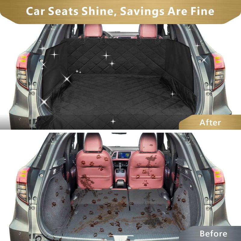 F-color SUV Cargo Liner for Dogs - Waterproof Pet Cargo Liner with Side Flaps, Comfort Dog Cargo Cover with Bumper Flap, Scratchproof Non-Slip Large for Full-Size SUVs Vans, 55 x 93 Inch, Black - Image 3